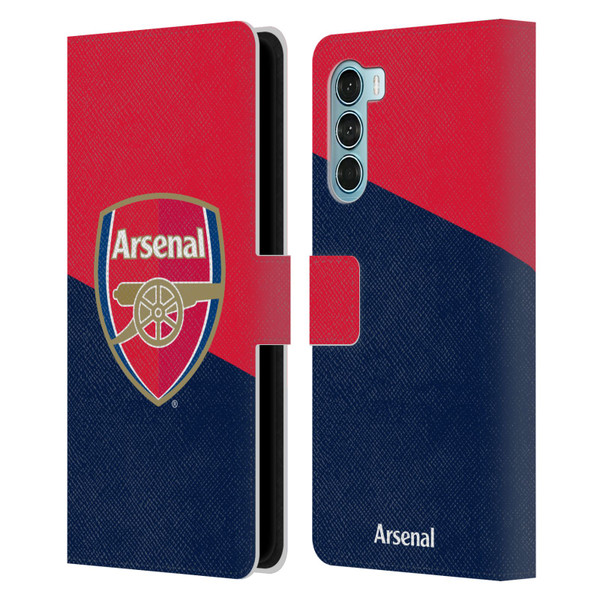 Arsenal FC Crest 2 Red & Blue Logo Leather Book Wallet Case Cover For Motorola Edge S30 / Moto G200 5G