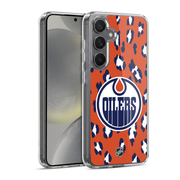NHL Edmonton Oilers Leopard Pattern Soft Gel Case for Samsung Galaxy S24 5G & MagSafe