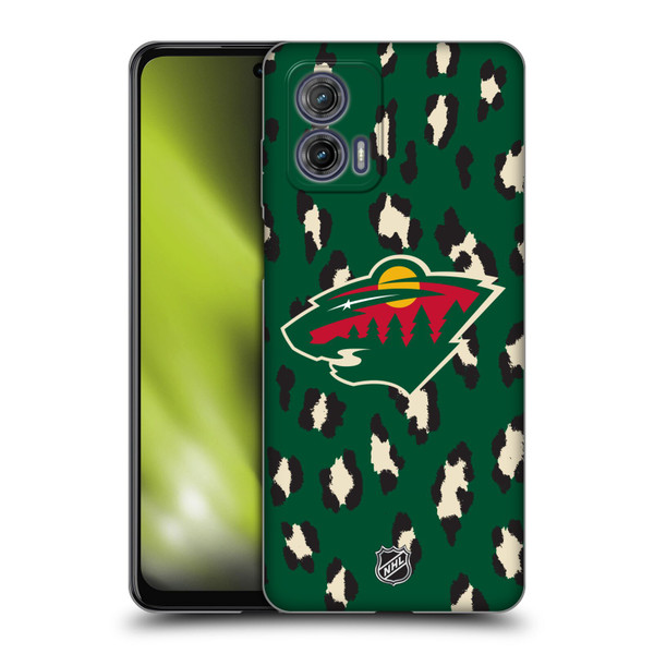 NHL Minnesota Wild Leopard Patten Soft Gel Case for Motorola Moto G73 5G