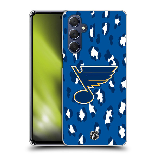 NHL St Louis Blues Leopard Pattern Soft Gel Case for Samsung Galaxy M54 5G