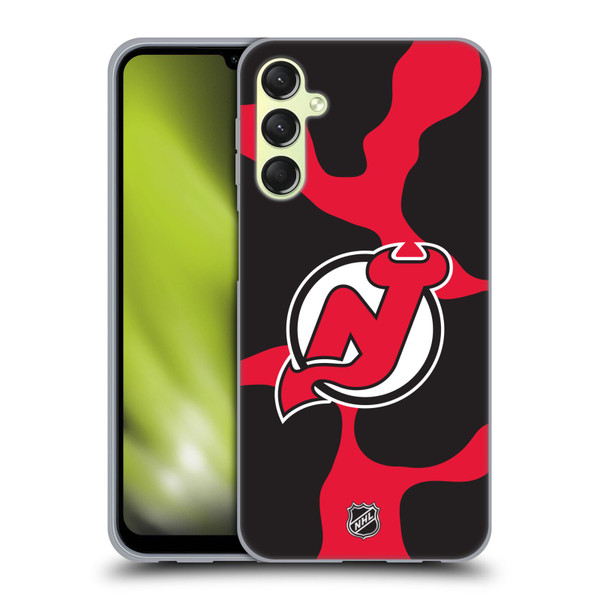 NHL New Jersey Devils Cow Pattern Soft Gel Case for Samsung Galaxy A24 4G / M34 5G