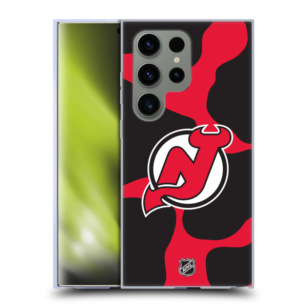 NHL New Jersey Devils Cow Pattern Soft Gel Case for Samsung Galaxy S24 Ultra 5G