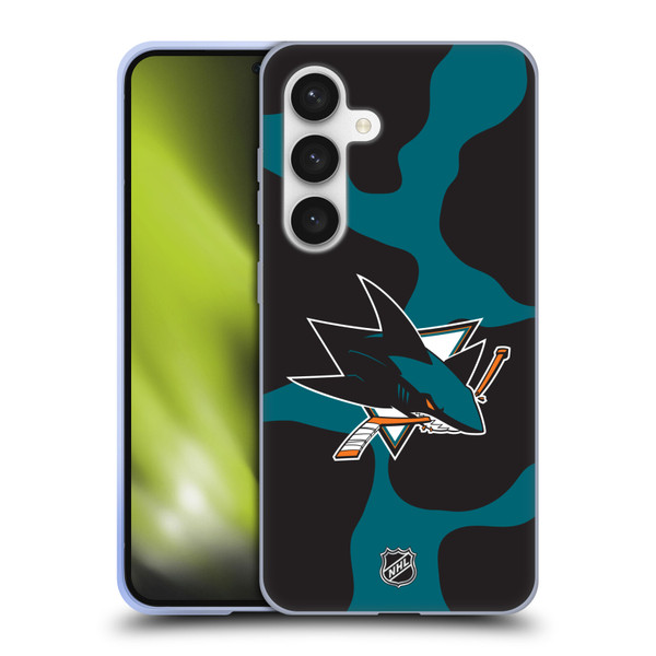 NHL San Jose Sharks Cow Pattern Soft Gel Case for Samsung Galaxy S24 5G