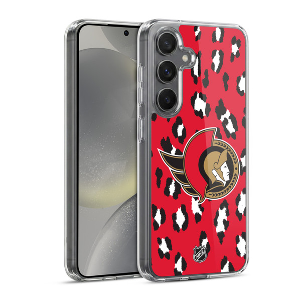 NHL Ottawa Senators Leopard Pattern Soft Gel Case for Samsung Galaxy S24 5G & MagSafe