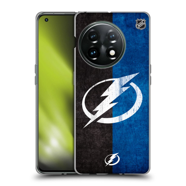 NHL Tampa Bay Lightning Half Distressed Soft Gel Case for OnePlus 11 5G