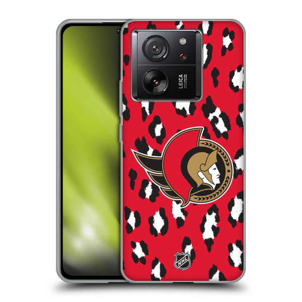 NHL Ottawa Senators Leopard Patten Soft Gel Case for Xiaomi 13T 5G / 13T Pro 5G