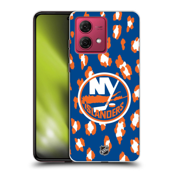 NHL New York Islanders Leopard Patten Soft Gel Case for Motorola Moto G84 5G