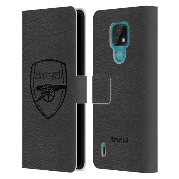 Arsenal FC Crest 2 Black Logo Leather Book Wallet Case Cover For Motorola Moto E7