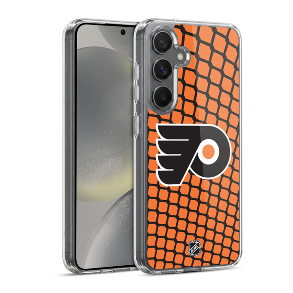 NHL Philadelphia Flyers Net Pattern Soft Gel Case for Samsung Galaxy S24 5G & MagSafe