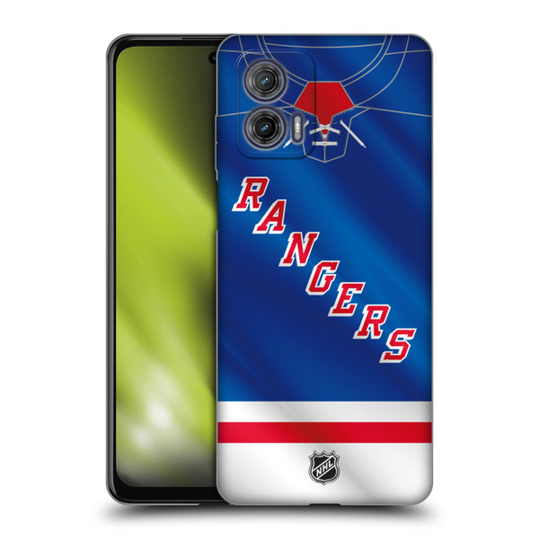NHL New York Rangers Jersey Soft Gel Case for Motorola Moto G73 5G
