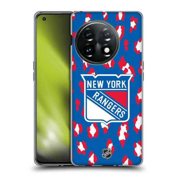 NHL New York Rangers Leopard Pattern Soft Gel Case for OnePlus 11 5G
