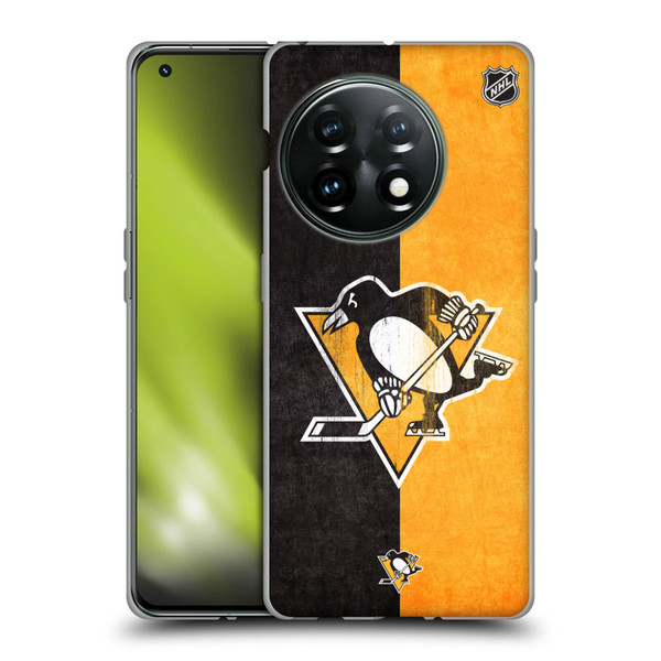 NHL Pittsburgh Penguins Half Distressed Soft Gel Case for OnePlus 11 5G