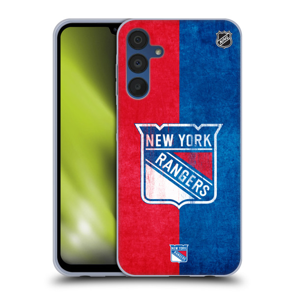 NHL New York Rangers Half Distressed Soft Gel Case for Samsung Galaxy A15