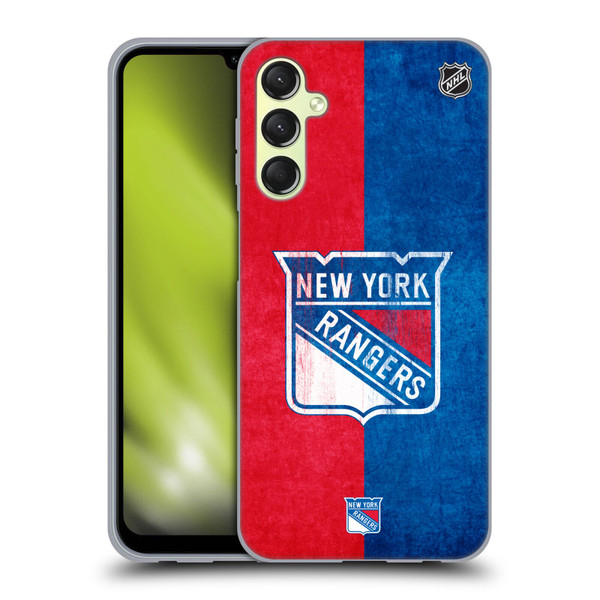 NHL New York Rangers Half Distressed Soft Gel Case for Samsung Galaxy A24 4G / Galaxy M34 5G