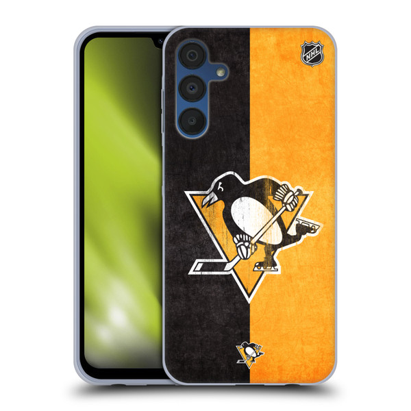 NHL Pittsburgh Penguins Half Distressed Soft Gel Case for Samsung Galaxy A15