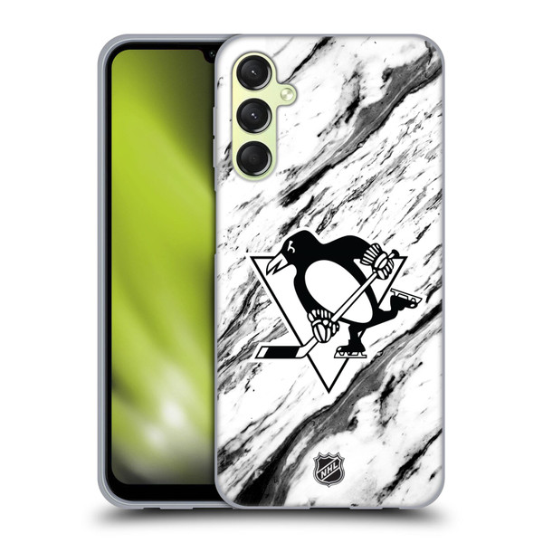 NHL Pittsburgh Penguins Marble Soft Gel Case for Samsung Galaxy A24 4G / Galaxy M34 5G
