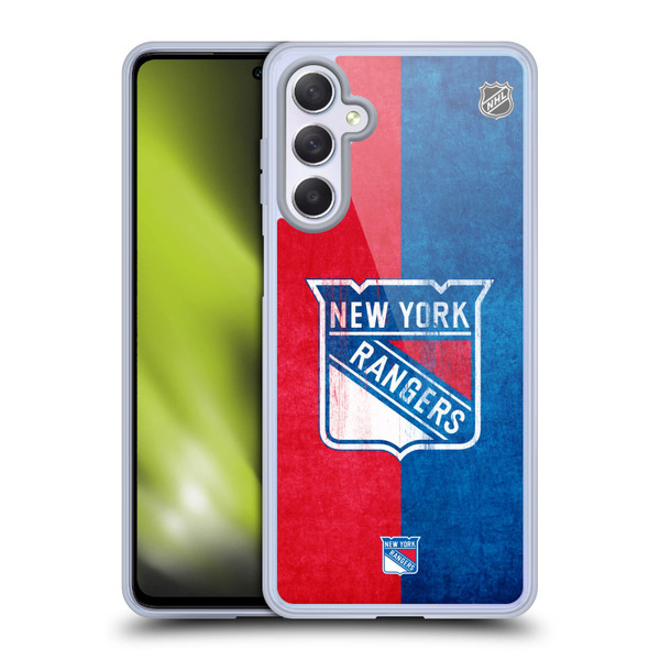 NHL New York Rangers Half Distressed Soft Gel Case for Samsung Galaxy M54 5G