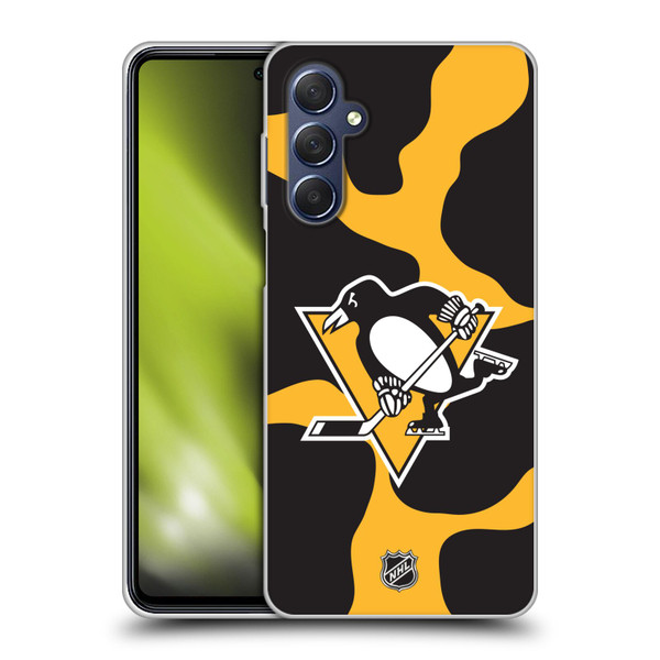 NHL Pittsburgh Penguins Cow Pattern Soft Gel Case for Samsung Galaxy M54 5G