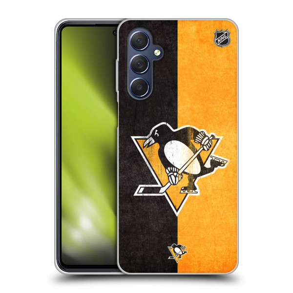 NHL Pittsburgh Penguins Half Distressed Soft Gel Case for Samsung Galaxy M54 5G