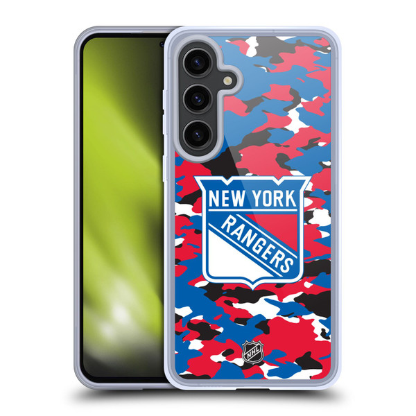 NHL New York Rangers Camouflage Soft Gel Case for Samsung Galaxy S24+ 5G