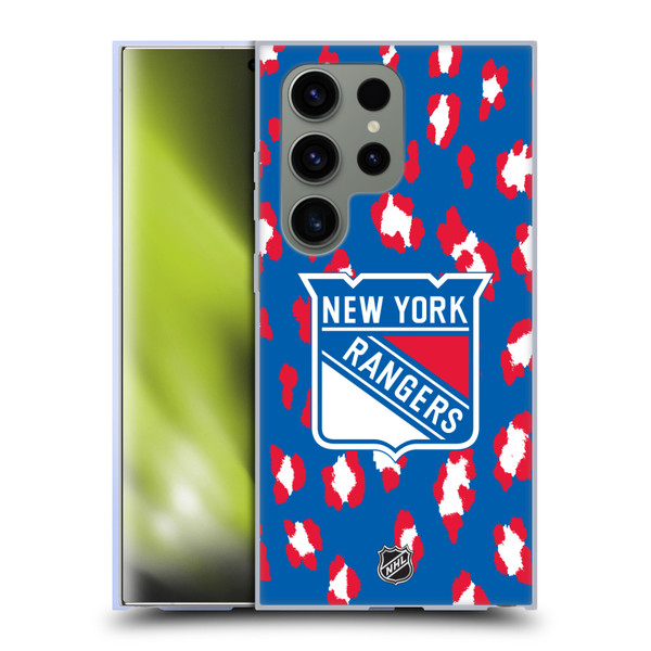 NHL New York Rangers Leopard Patten Soft Gel Case for Samsung Galaxy S24 Ultra 5G
