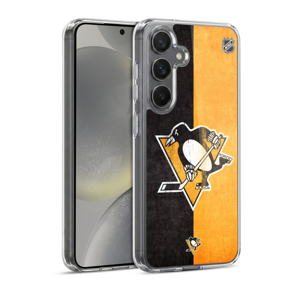 NHL Pittsburgh Penguins Half Distressed Soft Gel Case for Samsung Galaxy S24 5G & MagSafe