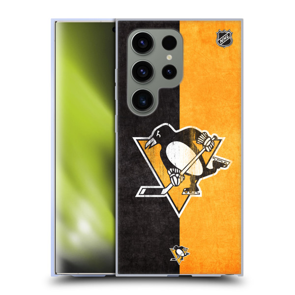 NHL Pittsburgh Penguins Half Distressed Soft Gel Case for Samsung Galaxy S24 Ultra 5G