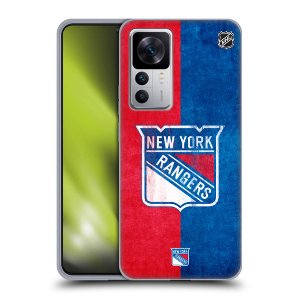 NHL New York Rangers Half Distressed Soft Gel Case for Xiaomi 12T 5G / 12T Pro 5G / Redmi K50 Ultra 5G