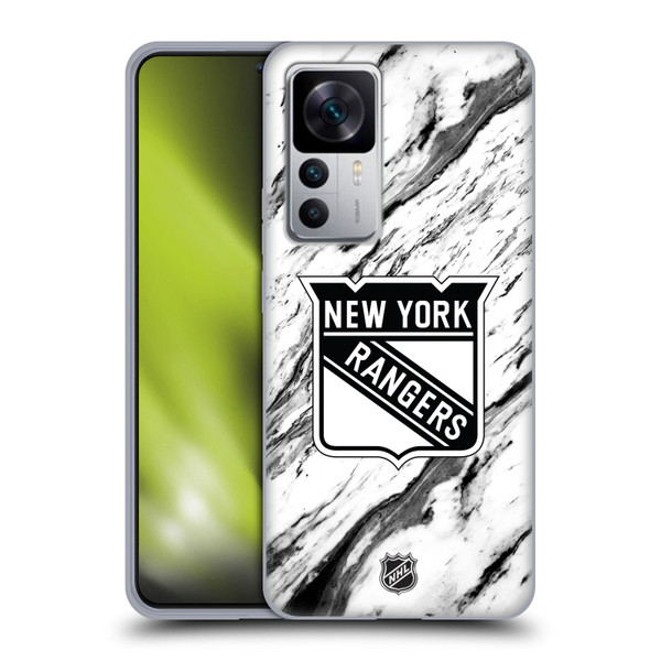 NHL New York Rangers Marble Soft Gel Case for Xiaomi 12T 5G / 12T Pro 5G / Redmi K50 Ultra 5G