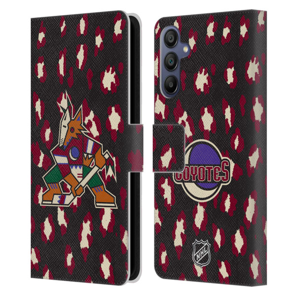 NHL Arizona Coyotes Leopard Patten Leather Book Wallet Case Cover For Samsung Galaxy A15