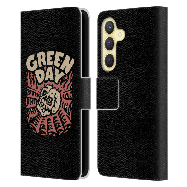 Green Day Graphics Skull Spider Leather Book Wallet Case Cover For Samsung Galaxy S24 5G