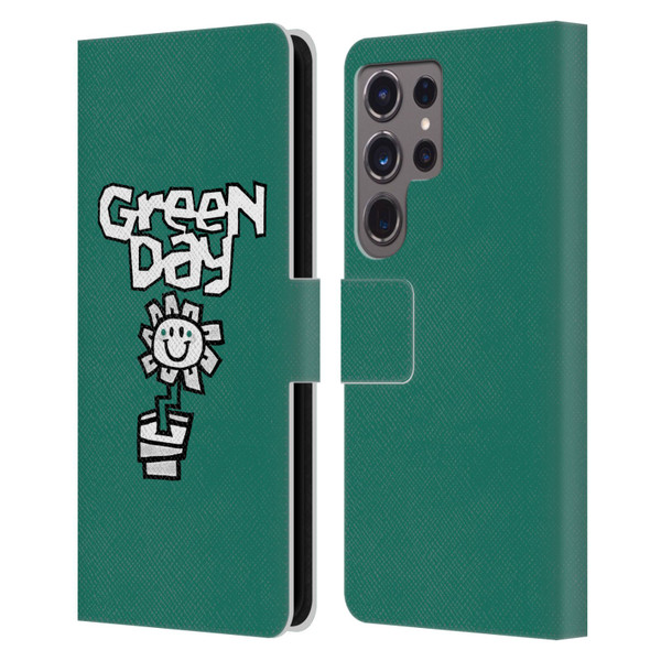 Green Day Graphics Flower Leather Book Wallet Case Cover For Samsung Galaxy S24 Ultra 5G