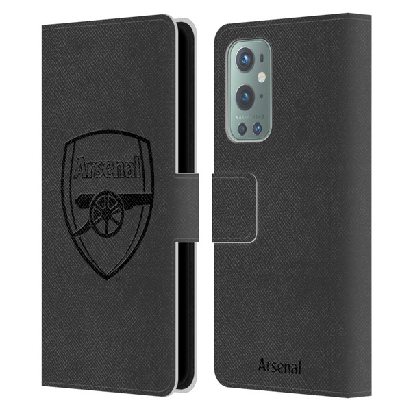 Arsenal FC Crest 2 Black Logo Leather Book Wallet Case Cover For OnePlus 9