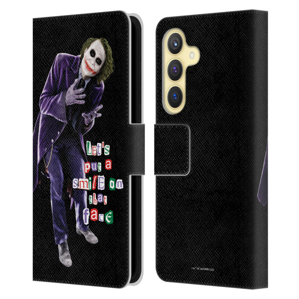 The Dark Knight Graphics Joker Put A Smile Leather Book Wallet Case Cover For Samsung Galaxy S24 5G
