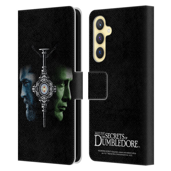 Fantastic Beasts: Secrets of Dumbledore Graphic Core Dumbledore And Grindelwald Leather Book Wallet Case Cover For Samsung Galaxy S23 FE 5G
