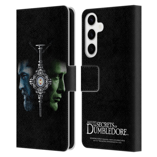 Fantastic Beasts: Secrets of Dumbledore Graphic Core Dumbledore And Grindelwald Leather Book Wallet Case Cover For Samsung Galaxy S24+ 5G