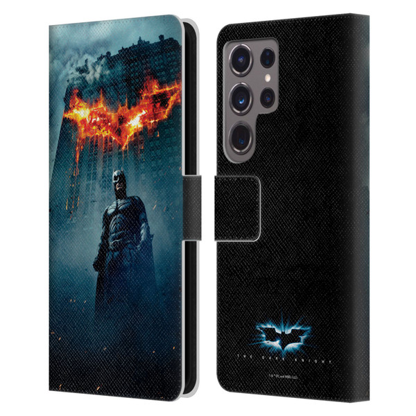 The Dark Knight Key Art Batman Poster Leather Book Wallet Case Cover For Samsung Galaxy S24 Ultra 5G
