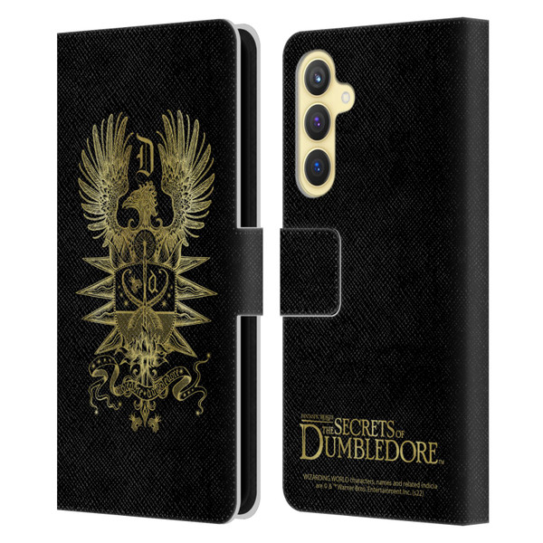 Fantastic Beasts: Secrets of Dumbledore Graphics Dumbledore's Crest Leather Book Wallet Case Cover For Samsung Galaxy S23 FE 5G