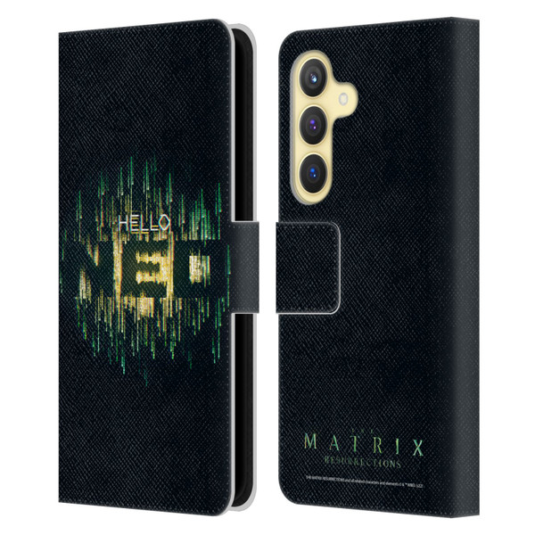 The Matrix Resurrections Key Art Hello Neo Leather Book Wallet Case Cover For Samsung Galaxy S24 5G