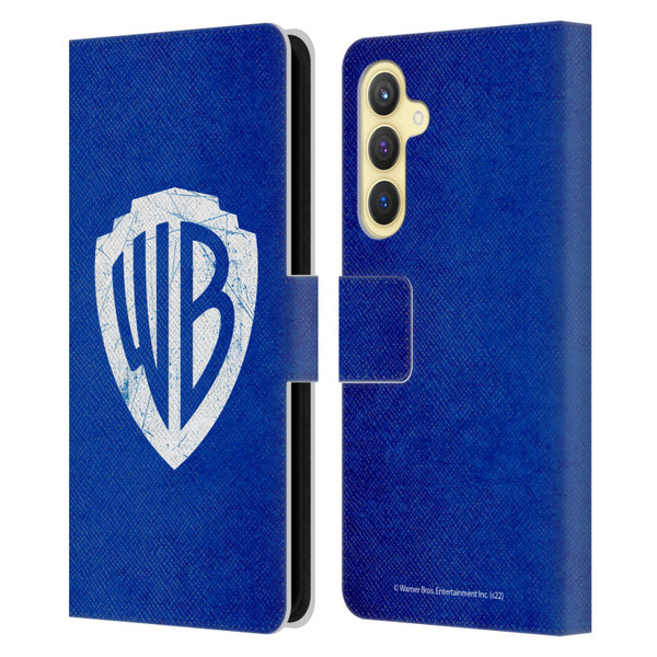 Warner Bros. Shield Logo Distressed Leather Book Wallet Case Cover For Samsung Galaxy S23 FE 5G