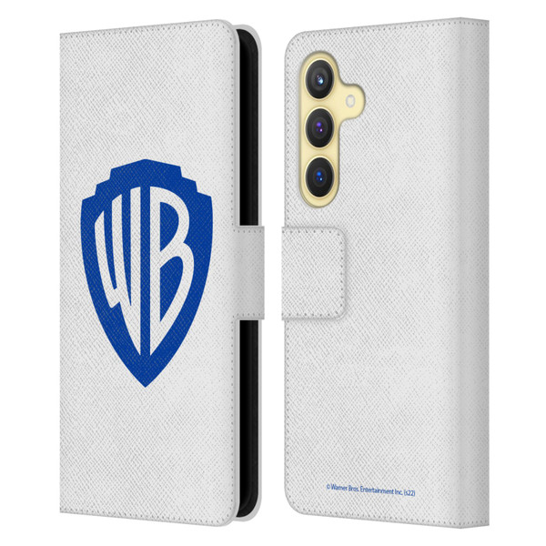 Warner Bros. Shield Logo White Leather Book Wallet Case Cover For Samsung Galaxy S24 5G