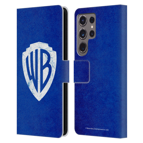 Warner Bros. Shield Logo Distressed Leather Book Wallet Case Cover For Samsung Galaxy S24 Ultra 5G