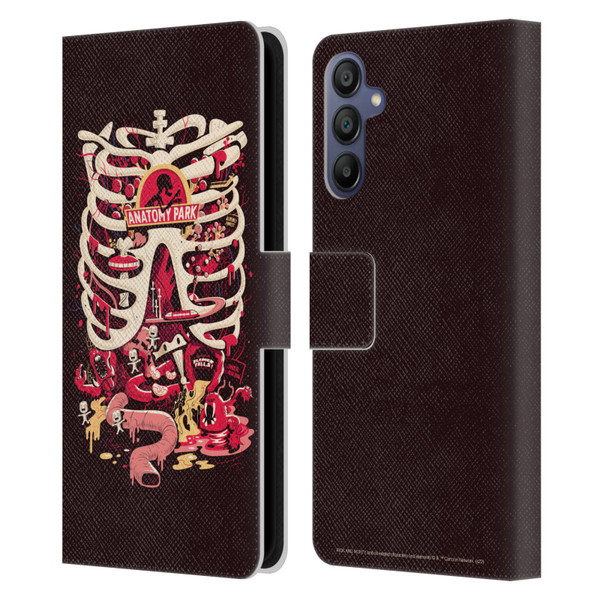 Rick And Morty Season 1 & 2 Graphics Anatomy Park Leather Book Wallet Case Cover For Samsung Galaxy A15