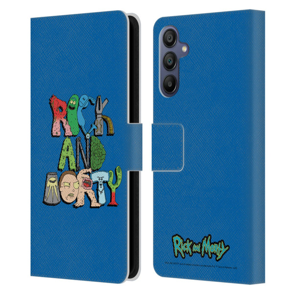 Rick And Morty Season 3 Character Art Typography Leather Book Wallet Case Cover For Samsung Galaxy A15