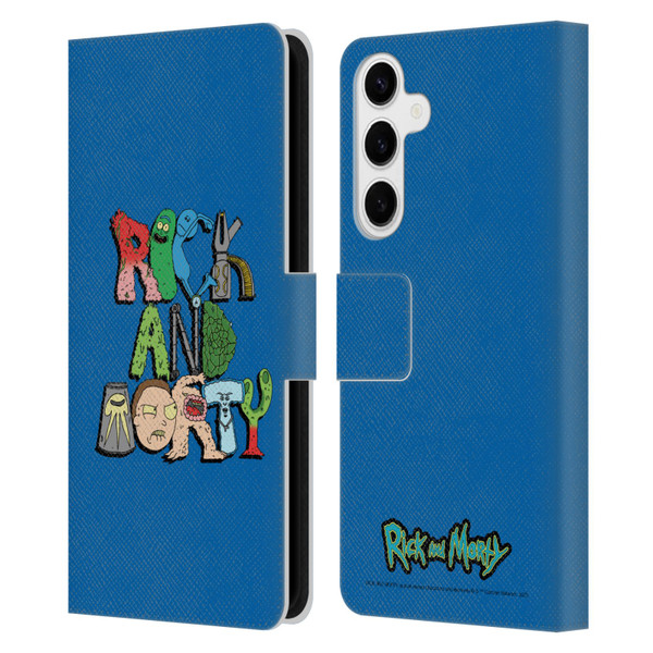 Rick And Morty Season 3 Character Art Typography Leather Book Wallet Case Cover For Samsung Galaxy S24+ 5G