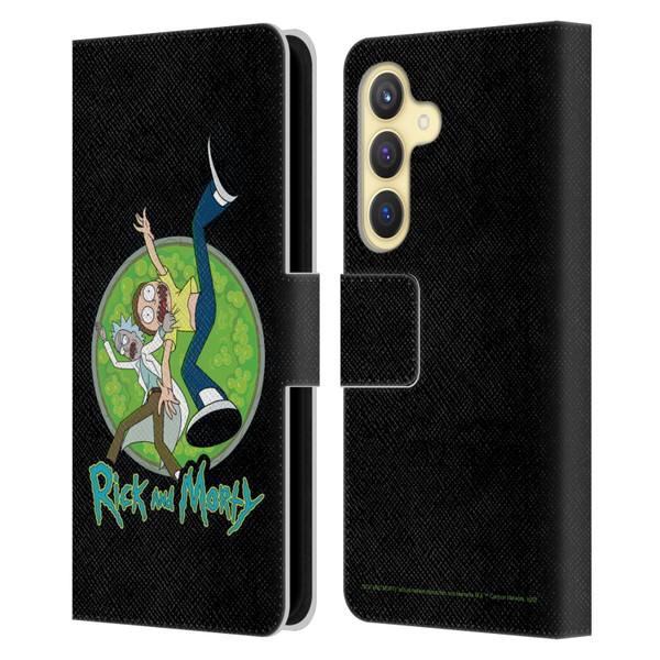 Rick And Morty Season 4 Graphics Character Art Leather Book Wallet Case Cover For Samsung Galaxy S24 5G