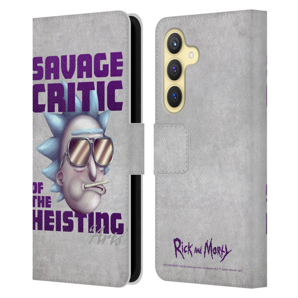 Rick And Morty Season 4 Graphics Savage Critic Leather Book Wallet Case Cover For Samsung Galaxy S24 5G