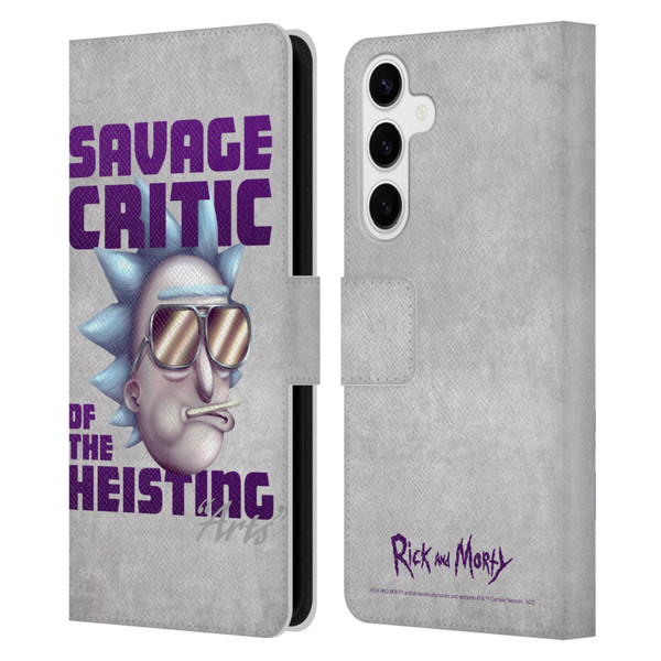 Rick And Morty Season 4 Graphics Savage Critic Leather Book Wallet Case Cover For Samsung Galaxy S24+ 5G