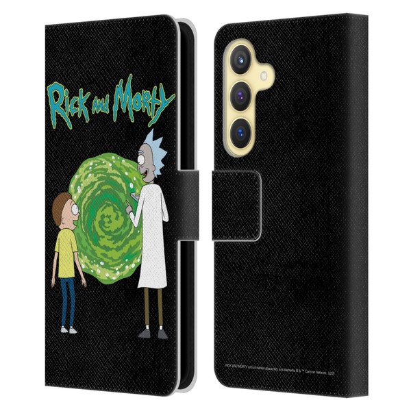 Rick And Morty Season 5 Graphics Character Art Leather Book Wallet Case Cover For Samsung Galaxy S24 5G