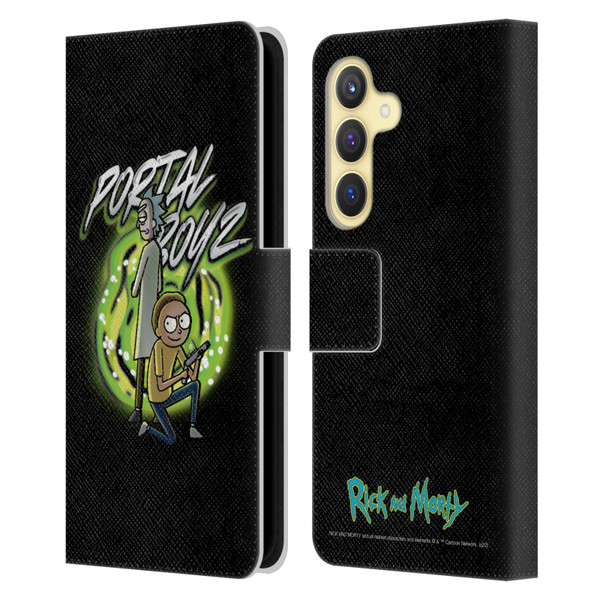 Rick And Morty Season 5 Graphics Portal Boyz Leather Book Wallet Case Cover For Samsung Galaxy S24 5G